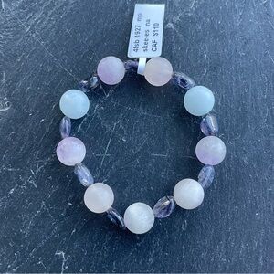 Elegant Multi-Color Morganite & Iolite Beaded Bracelet 6” long